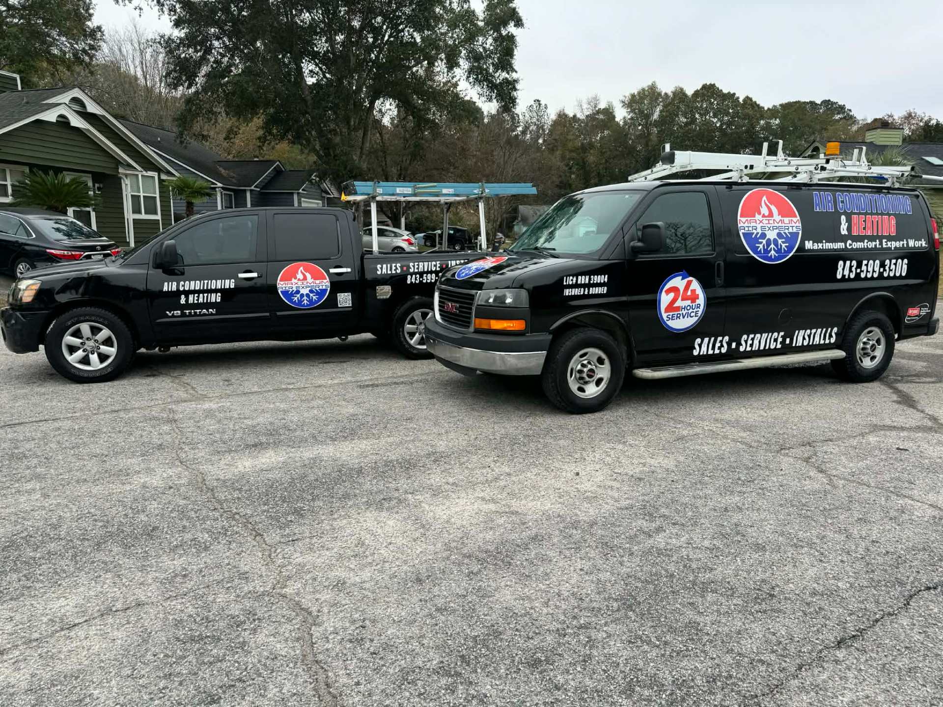 Modern HVAC air conditioning unit installed at a residential home